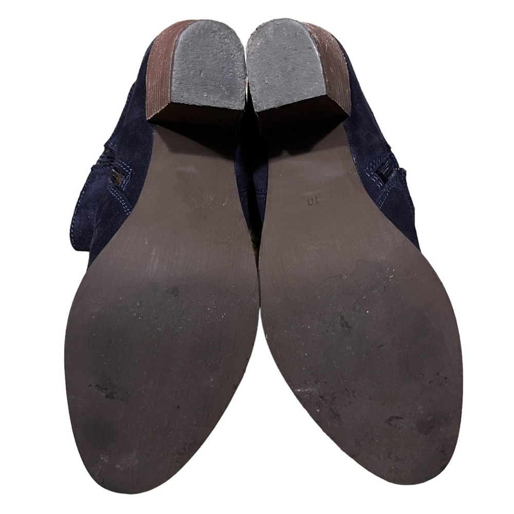 Diba Ankle Boots Navy Blue Leather Suede Round Toe Zip Block Heel Size 10M - Picture 6 of 9
